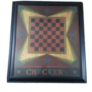 Warren Kimble Checkerboard Framed Folk Art Print 25"×28" Rare